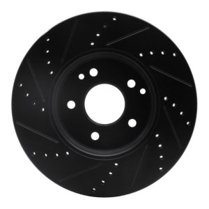 Chrysler Crossfire Brake Rotor (1) - Front Right - R1 Concepts - Drilled & Slotted - Black - `96-`11